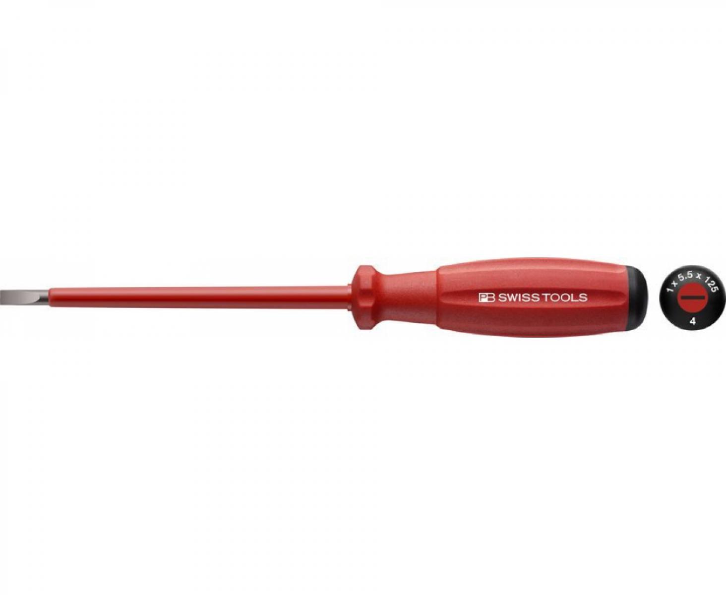 картинка Отвертка SwissGrip шлицевая диэлектрическая VDE PB Swiss Tools PB 58100.0-80/2.5 0.4 x 2.5 от магазина "Элит-инструмент"