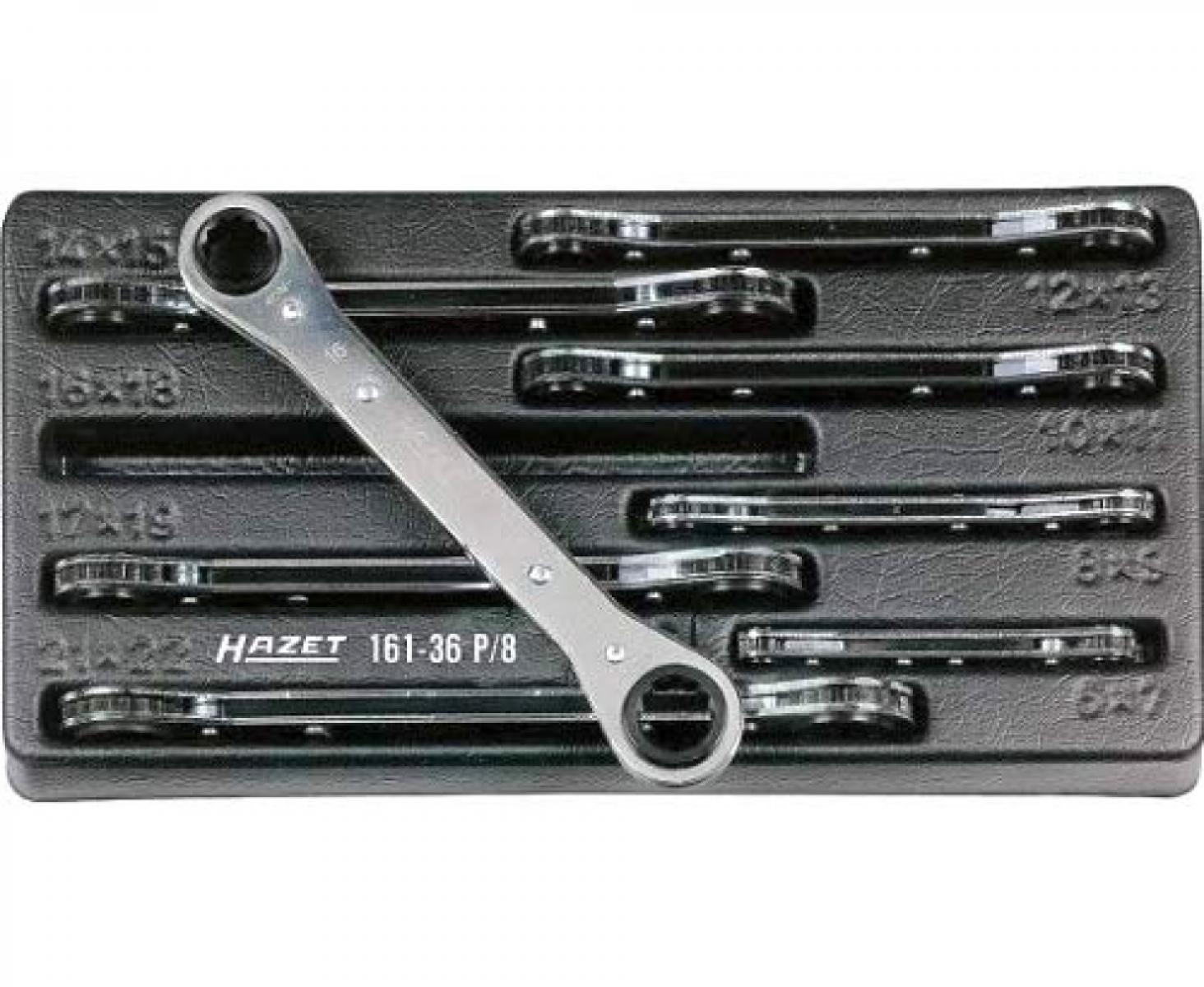 картинка Набор двусторонних накидных ключей с трещоткой Hazet 161-36P/8 8 штук от магазина "Элит-инструмент"