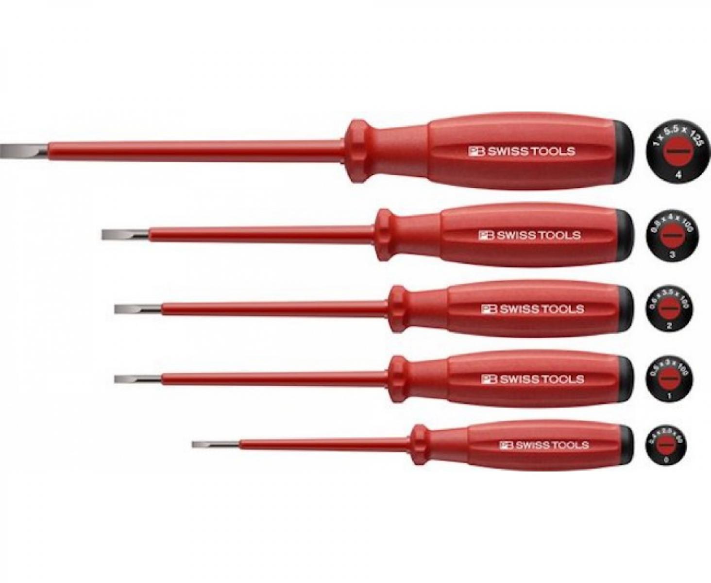 Набор шлицевых диэлектрических отверток SwissGrip PB Swiss Tools PB 58538 5 шт.