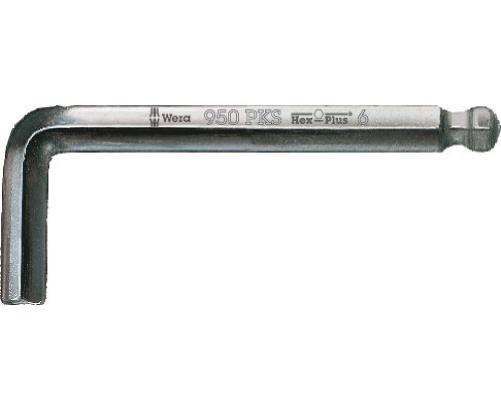 Г-образный ключ 6 мм, метрический, хромированный, короткая форма Wera 950 PKS WE-133156