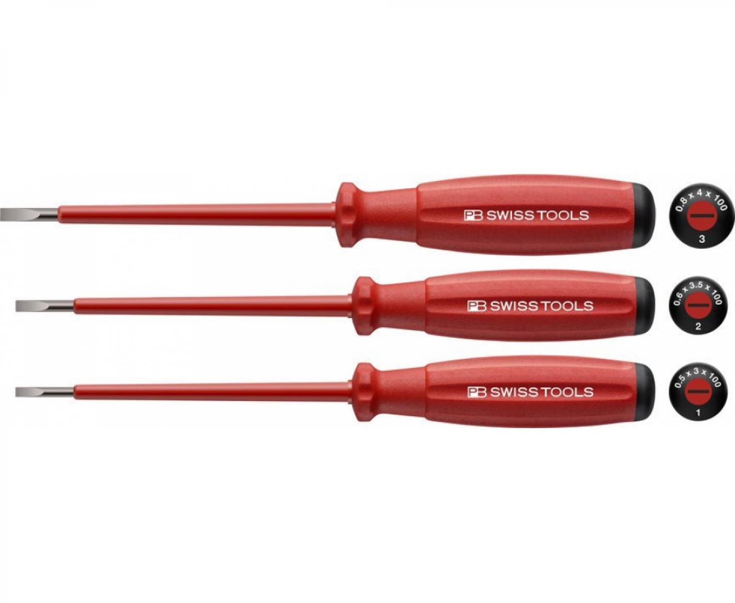 картинка Набор шлицевых диэлектрических отверток SwissGrip PB Swiss Tools PB 58539.CN 3 шт. в блистере от магазина "Элит-инструмент"