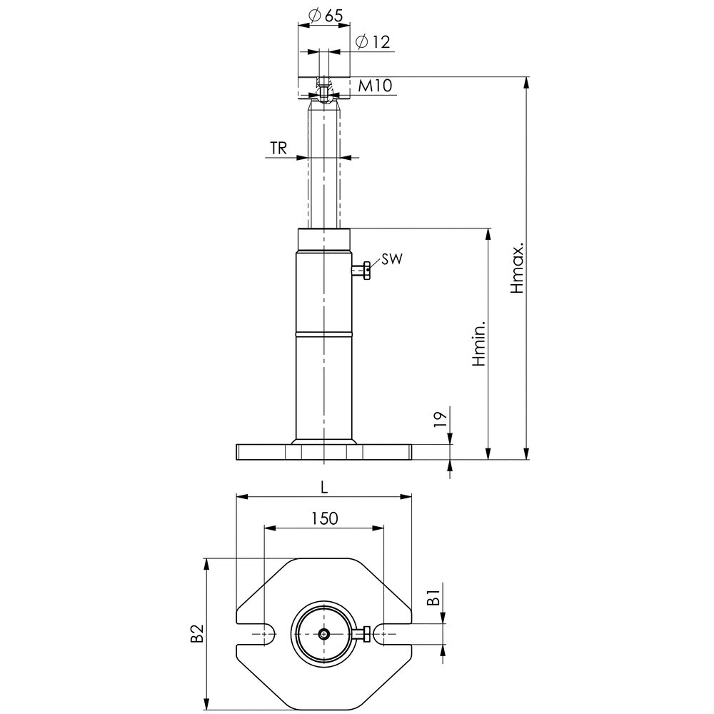 картинка Тяжелый винтовой домкрат АМF 72660 от магазина "Элит-инструмент"
