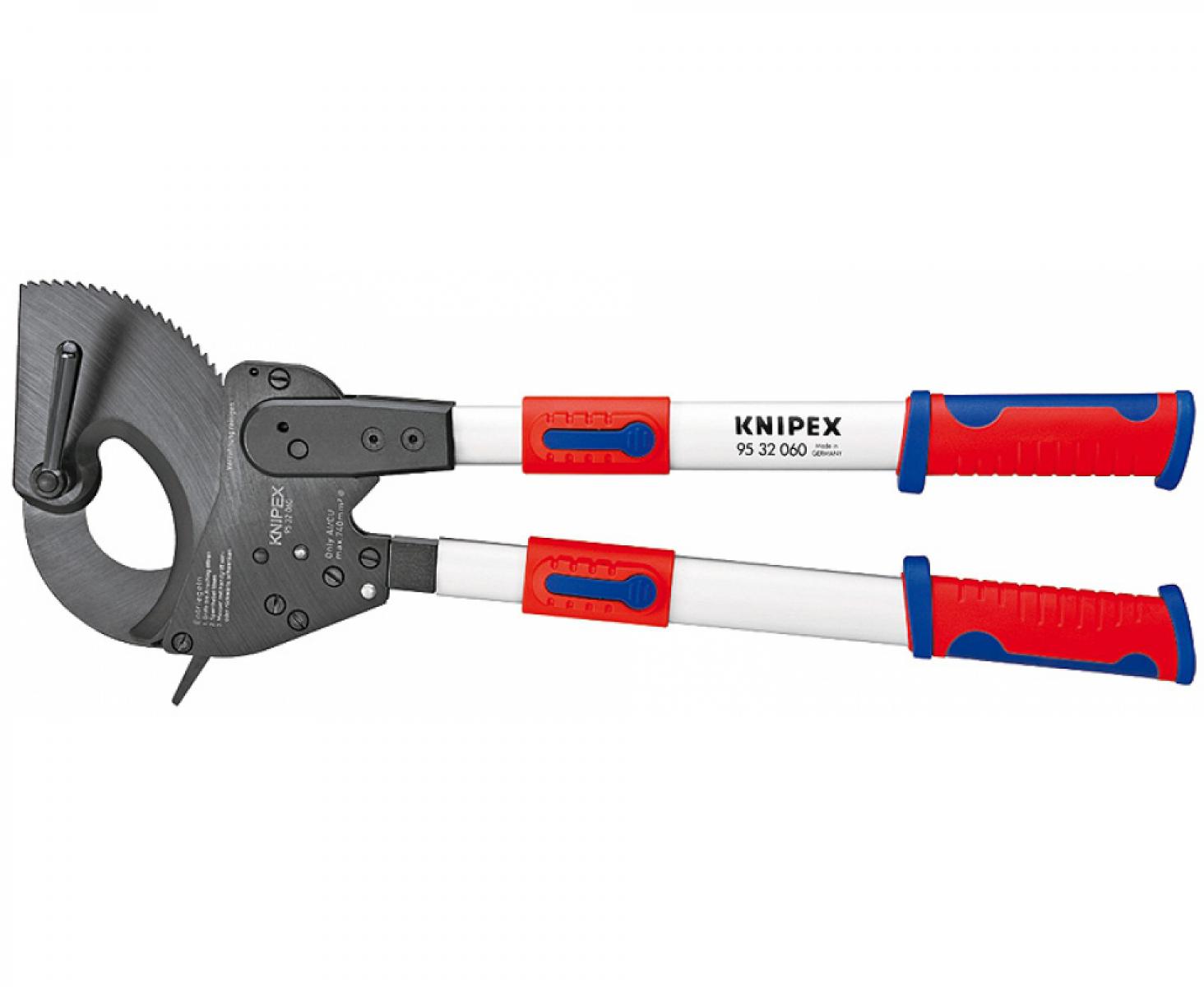 картинка Ножницы для резки кабелей (по принципу трещотки) с выдвижными рукоятками Knipex KN-9532060 от магазина "Элит-инструмент"