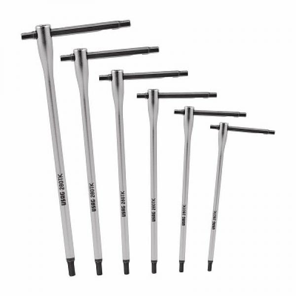 картинка Набор из шести шестигранных ключей с Т-образной рукояткой и сдвижным штоком 280 TK/SE6 U02800020 от магазина "Элит-инструмент"