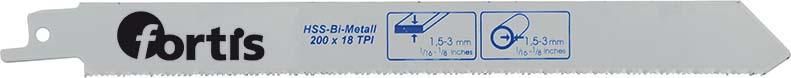 Полотно сабельное по металлу, 180/1,4, FORTIS 4317784772693 (длина резки - 180 мм / высота стрижки - 1,5-4 мм / шаг зубьев - 1,4 мм / содержание - 2 шт)