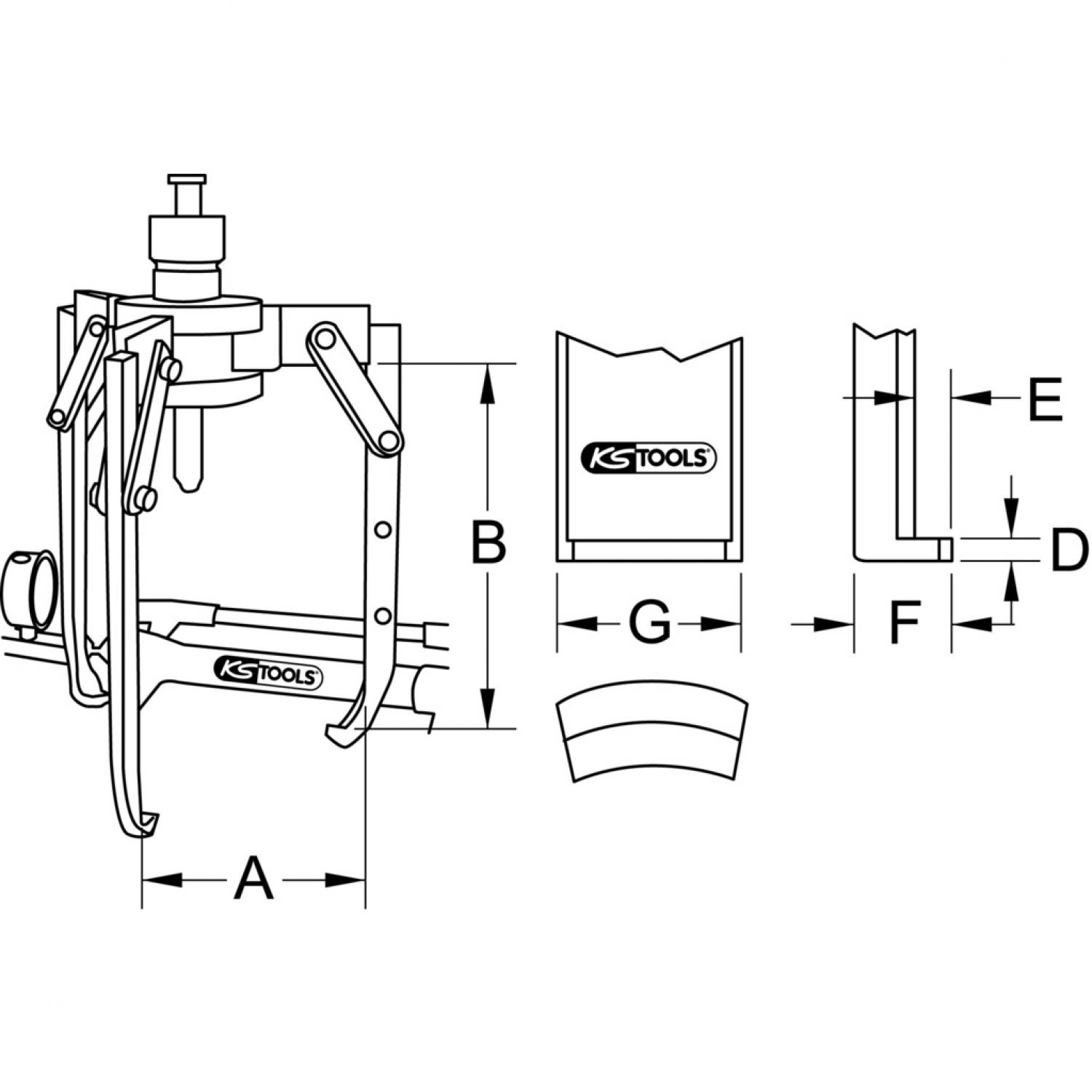 картинка Гидравлический универсальный съемник 3-плечий, 17 т от магазина "Элит-инструмент"