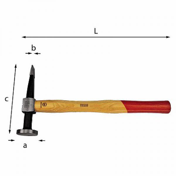 Молоток с плоским круглым бойком и прямым горизонтальным хвостом 413 B U04130101