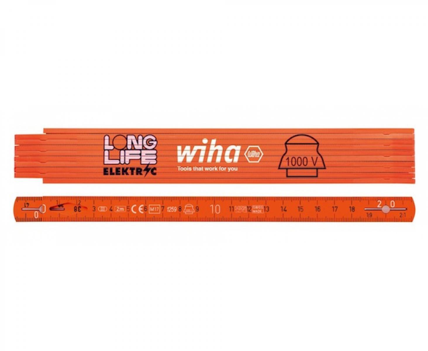 картинка Метр складной Longlife Electrician 2 м Wiha 4102008 42068 оранжевый от магазина "Элит-инструмент"
