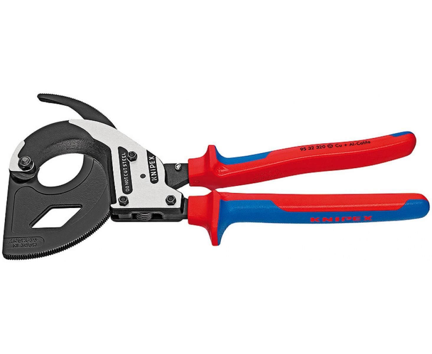 картинка Ножницы для резки кабелей по принципу трещотки, 3 «передачи» Knipex KN-9532320 от магазина "Элит-инструмент"