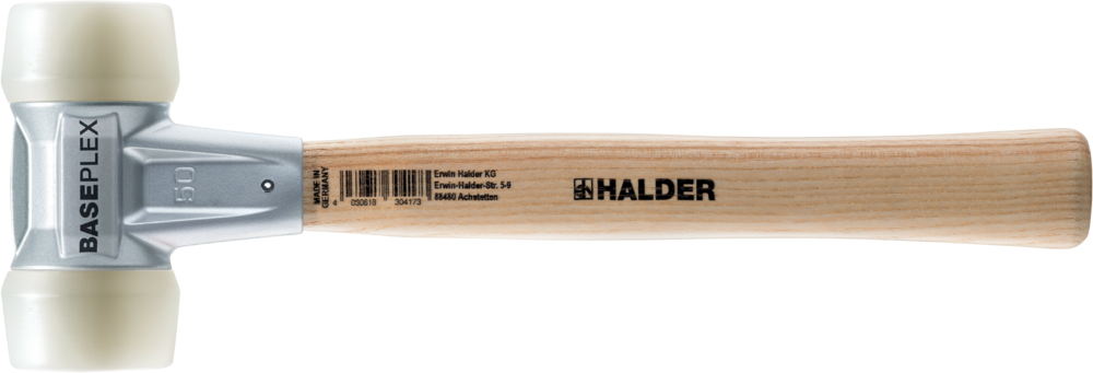 картинка HALDER 3908.050 Молоток Halder Simplex с жестким по твердости белыми резиновыми вставками с цинковым литым корпусом, 940гр. от магазина "Элит-инструмент"