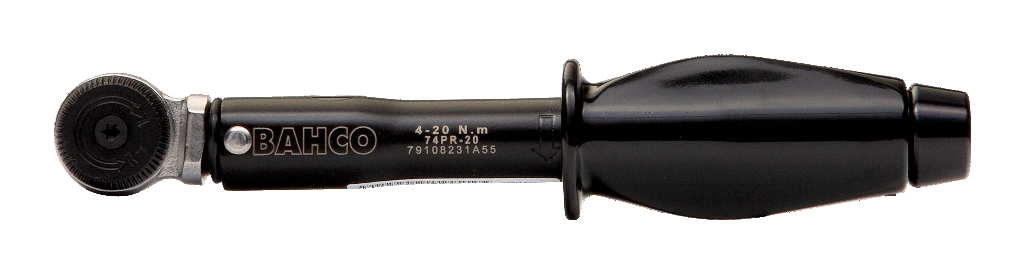 картинка Механический щелчковый динамометрический ключ с возможностью предустановки крутящего момента и фиксированной реверсивной головкой BAHCO 74PR-20 от магазина "Элит-инструмент"