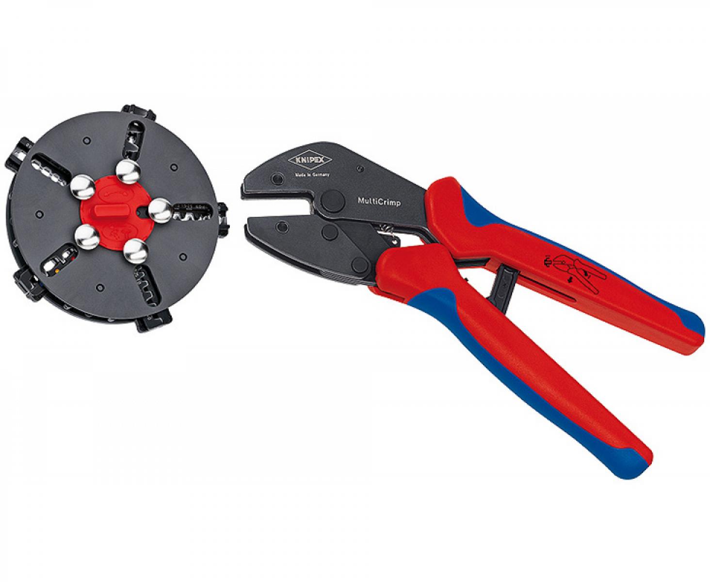 картинка Обжимные клещи KNIPEX MultiCrimp с магазином для смены плашек и 5 профилями обжима KN-973302 от магазина "Элит-инструмент"