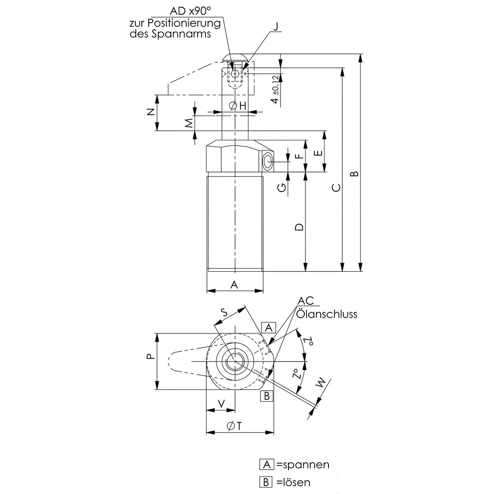 картинка Поворотный зажим с резьбовым креплением на фланец АМF 68460 от магазина "Элит-инструмент"