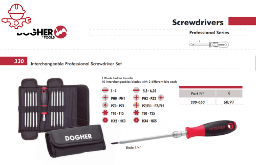 330 Набор сменных профессиональных отверток DOGHER Ref 330-050