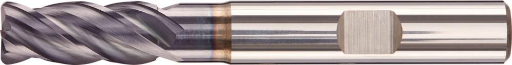 Цельная твердосплавная концевая фреза Carapace+, длинная, FORTIS 4317784708296 (ø f8 - 4 мм / угловой радиус - 0,5 мм / длина режущей кромки - 11 мм / полезная длина - 21 мм / общая длина - 57 мм / хвостовик ø h6 - 6 мм / сталь - 180)