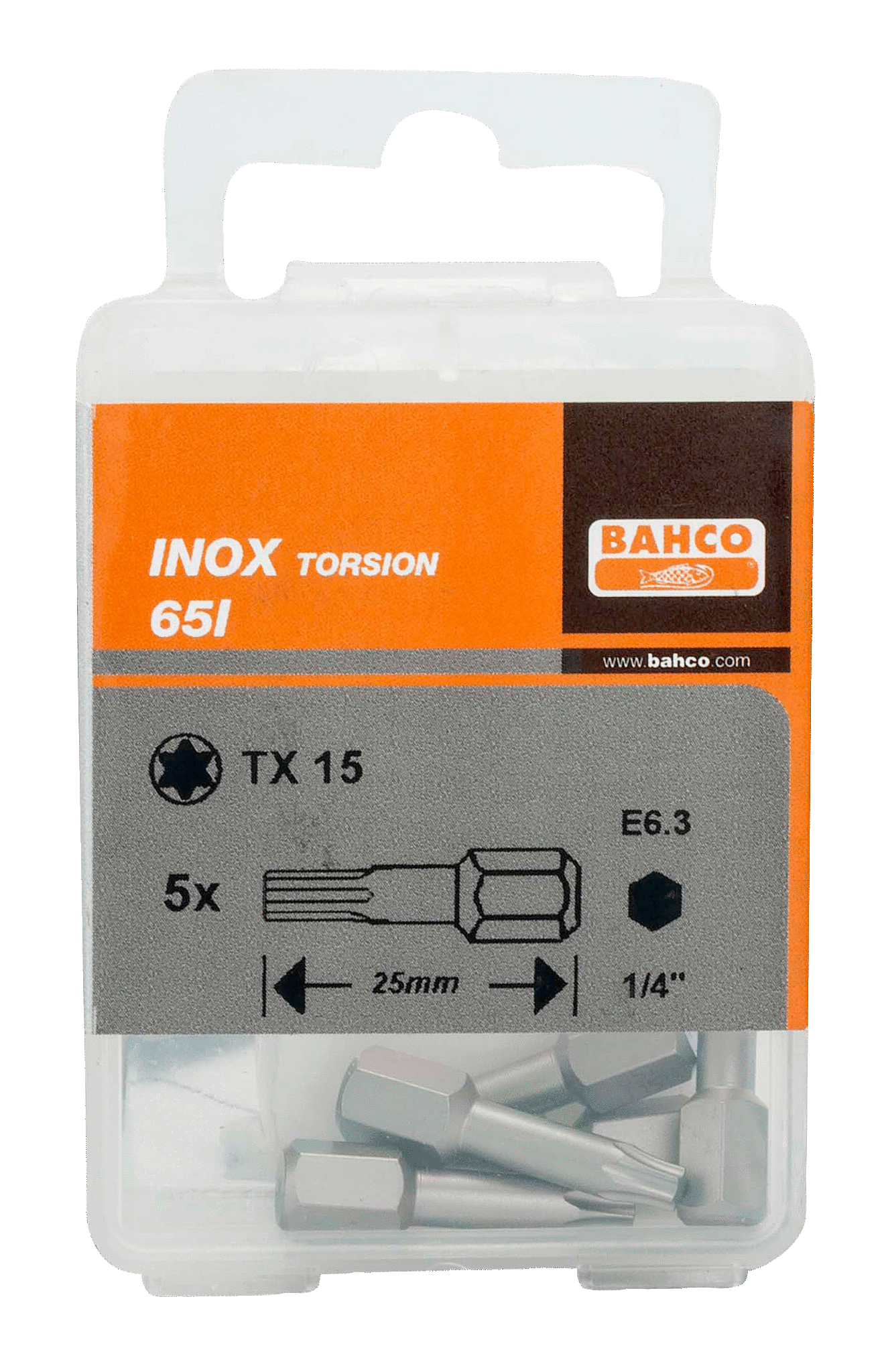 картинка Торцевые биты из нержавеющей стали Torx® - 25 мм BAHCO 65I/T10-2P от магазина "Элит-инструмент"