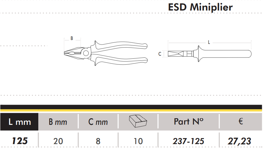 картинка Плоскогубцы универсальные, антистатические DOGHER 237-125 ESD от магазина "Элит-инструмент"