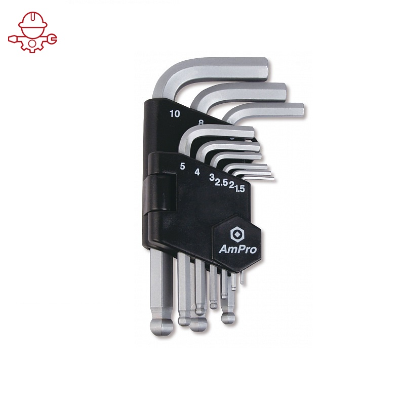 картинка Набор Г-образных шестигранников с шаром, 9 предметов AmPro T22927  от магазина "Элит-инструмент"