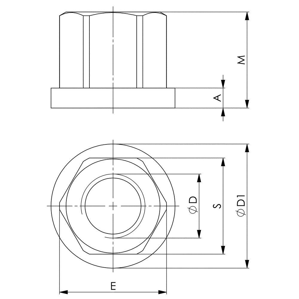 картинка Шестигранные гайки с буртиком (высотой 1,5 d) АМF 82594 от магазина "Элит-инструмент"