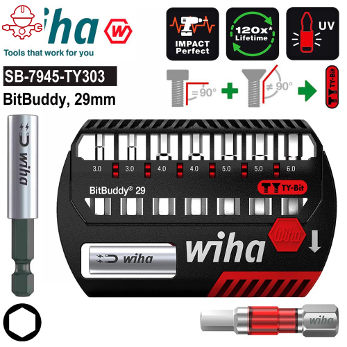 Набор с битами T-Bit HEX Wiha BitBuddy SB 7945-TY303 42135, 8 предметов