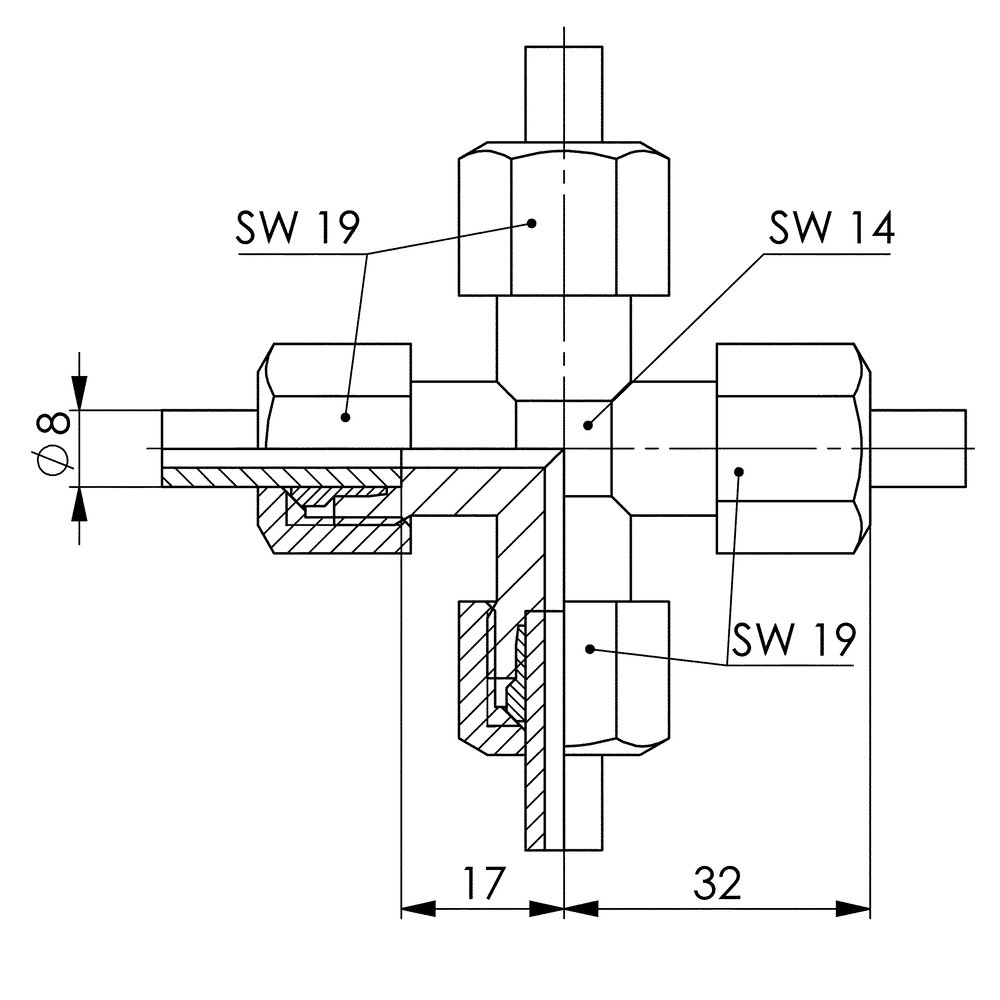 картинка Кросс-фитинг для тяжелых условий эксплуатации АМF 170308 от магазина "Элит-инструмент"