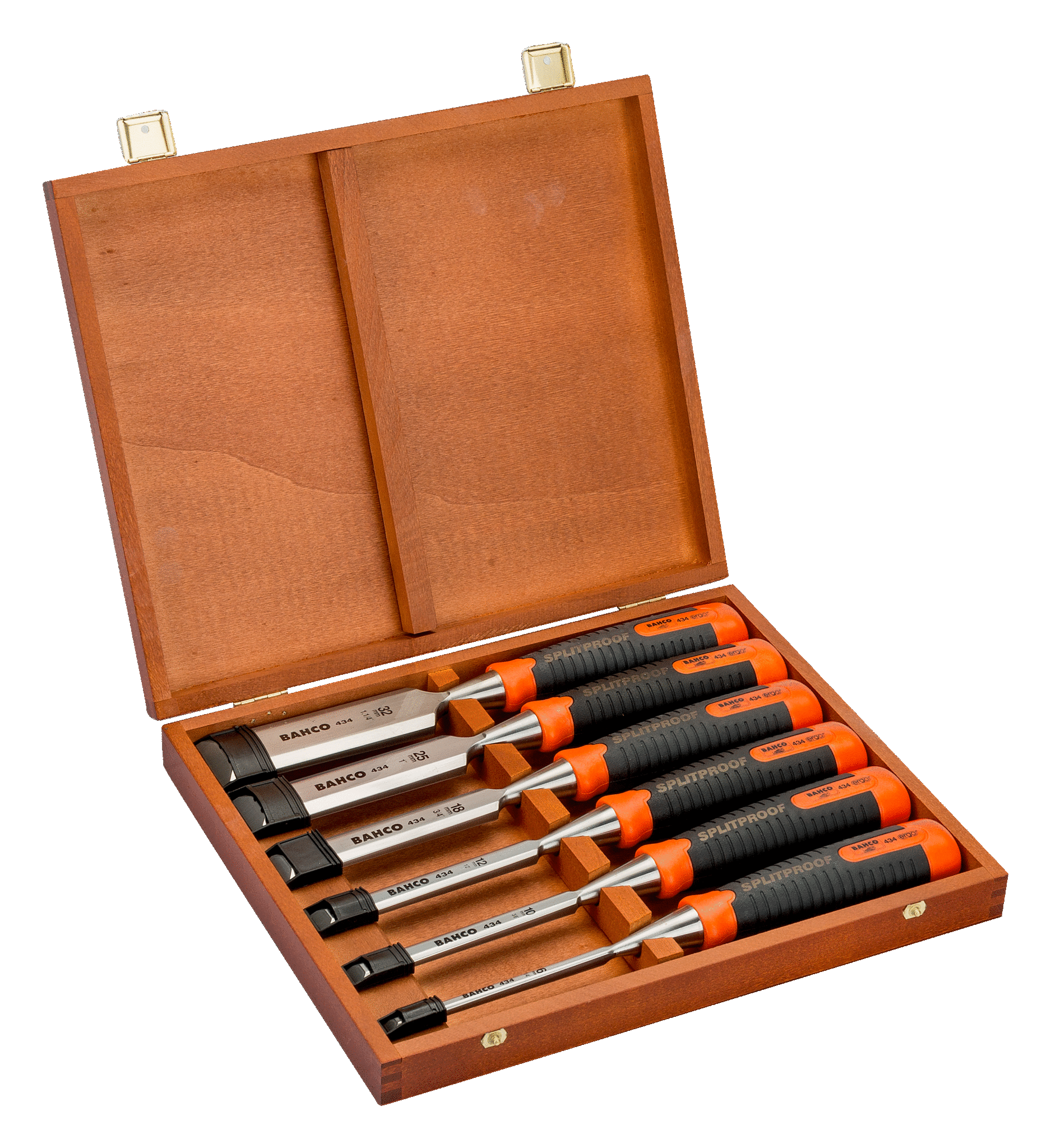 Набор стамесок с рукояткой ERGO™ в деревянной коробке, 6шт BAHCO 434-S6-EUR