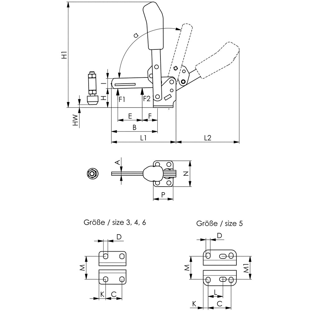 картинка Вертикальный шарнирный зажим с красной ручкой АМF 90456 от магазина "Элит-инструмент"
