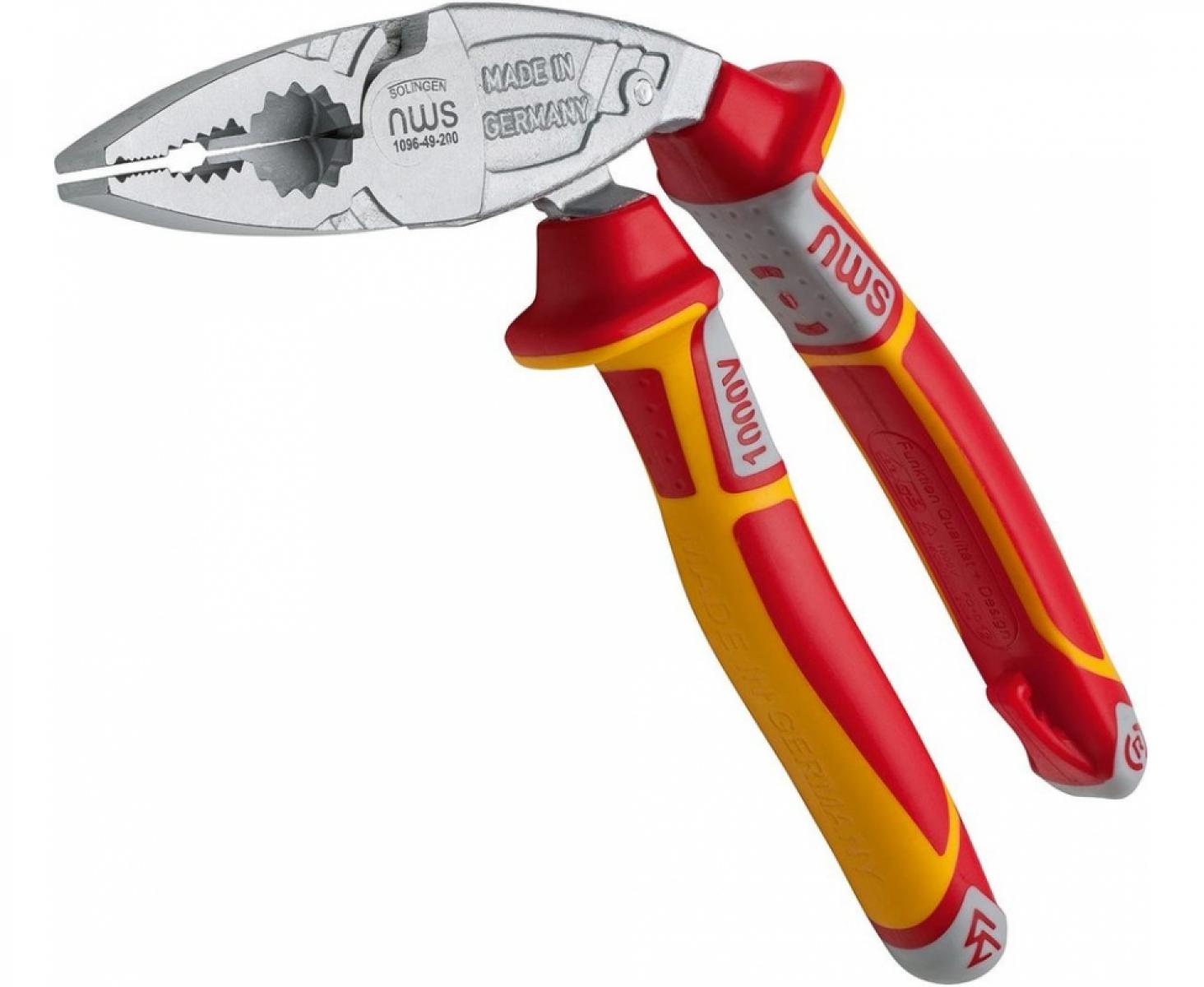 картинка Пассатижи комбинированные силовые VDE ErgoCombi 200 мм NWS 1096-49-VDE-200 хромированные с рукоятками SoftGripp от магазина "Элит-инструмент"