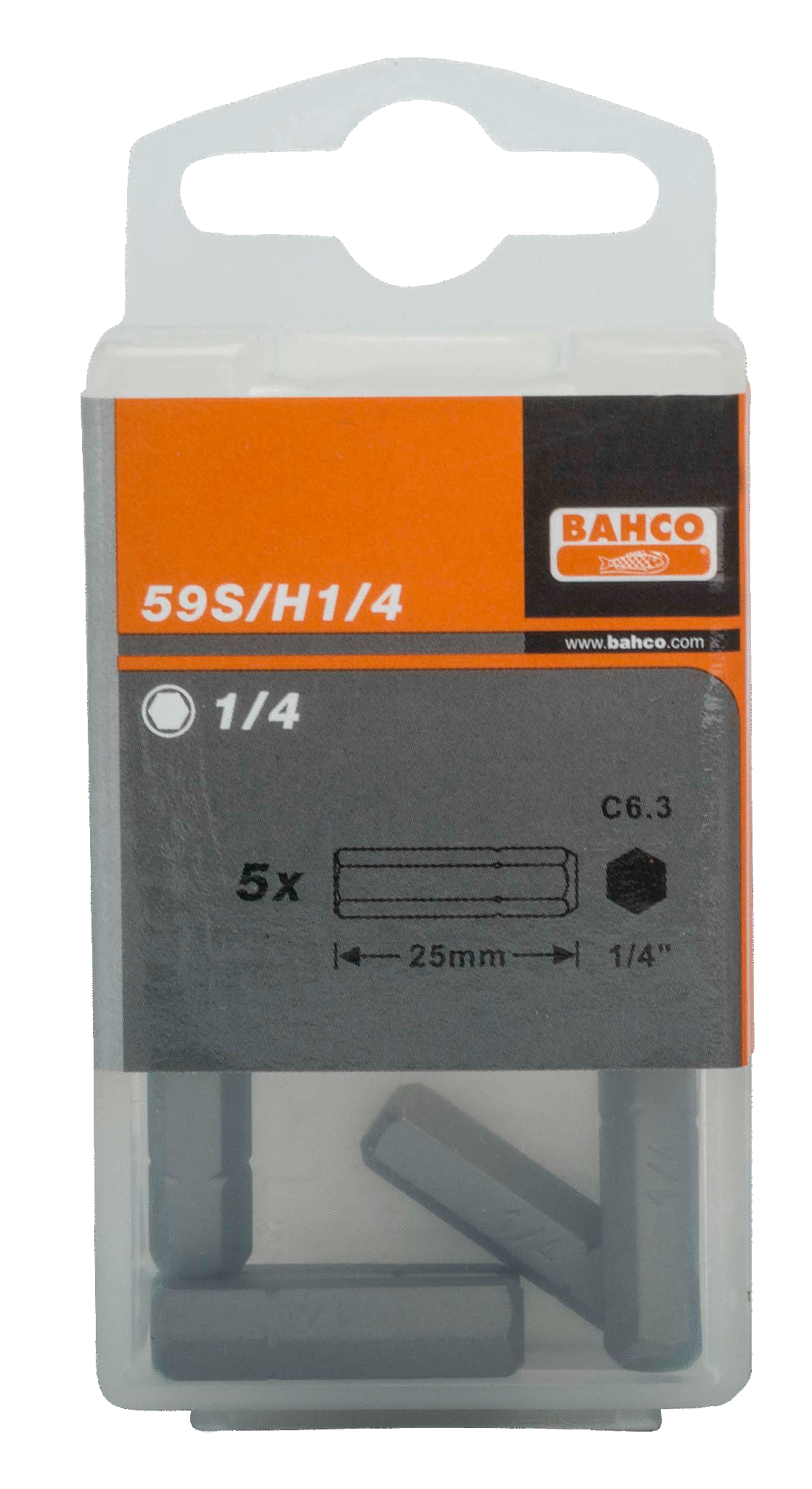 картинка Стандартные биты для отверток под винты с шестигранной головкой, дюймовые размеры, 25 мм BAHCO 59S/H9/64 от магазина "Элит-инструмент"