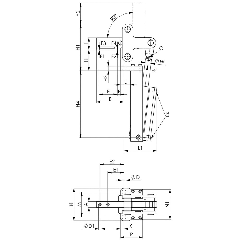 картинка Тяжелый пневматический шарнирный зажим АМF 559772 от магазина "Элит-инструмент"