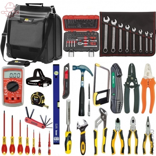 SK 50 PRO EliteTools Набор инструментов для строительства и ремонта кабельных линий. - (STANLEY + FORMAT + FORTIS + FORUM + HAUPA)