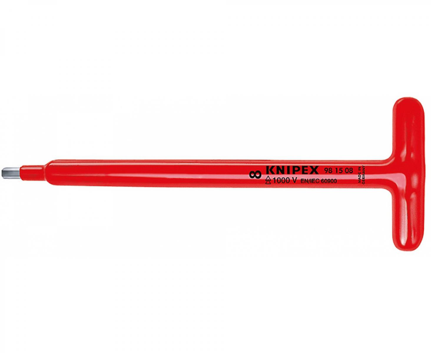 картинка Отвертка VDE для винтов с профилем "внутренний шестигранник" с Т-образной ручкой Knipex KN-981508 от магазина "Элит-инструмент"