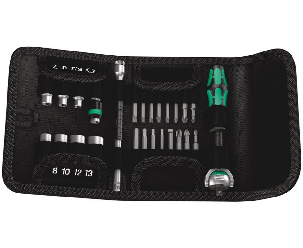 картинка Kraftform Kompakt Zyklop Speed Набор с трещоткой, 26 предмета, DR 1/4" Wera WE-051045 от магазина "Элит-инструмент"