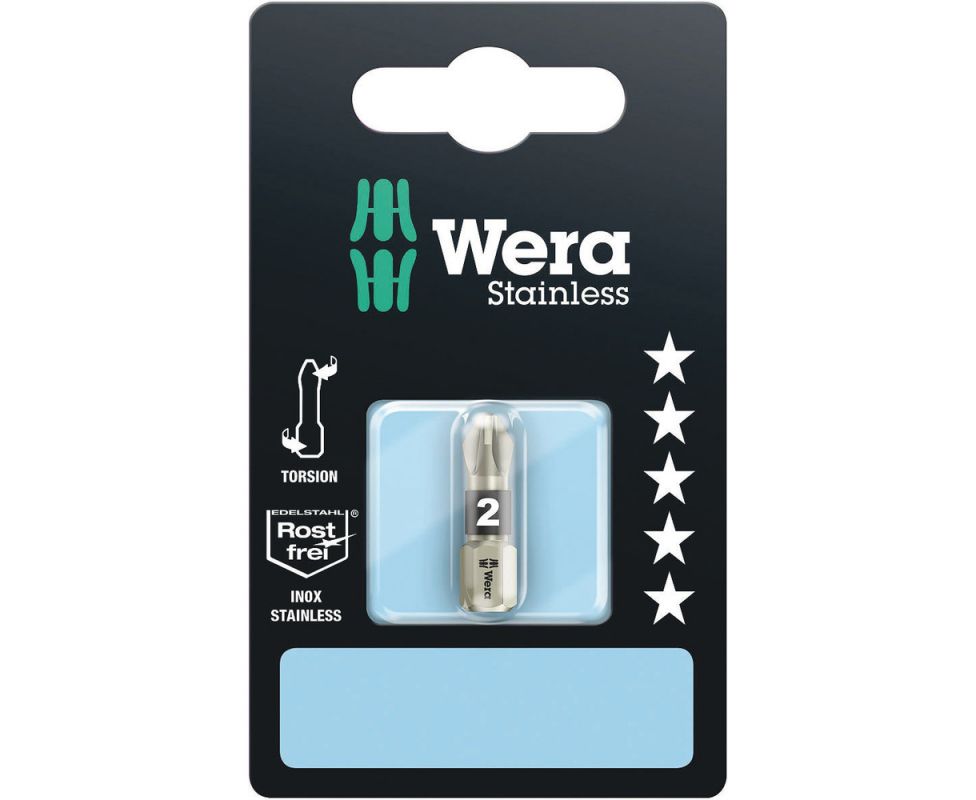картинка Насадка Pozidriv Wera 3855/1 TS SB WE-073614 PZ 2 х 25 мм нержавеющая сталь крестовая от магазина "Элит-инструмент"