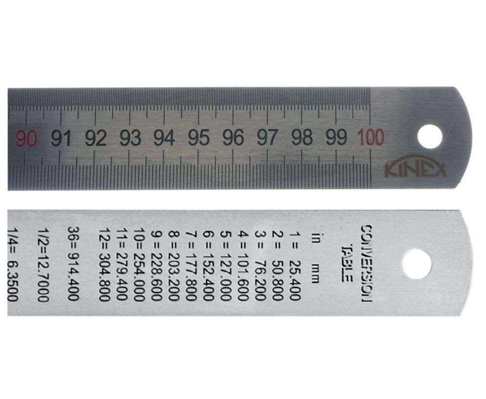 Линейка из стали Kinex 1022-02-100 цветная шкала 1000 мм