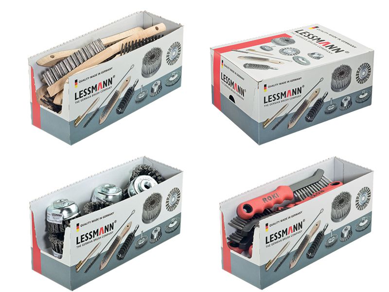 Щетка ручная в коробке для презентации 250х40 со стальной проволокой ворс 0,30 мм LESSMANN 037.201.CC