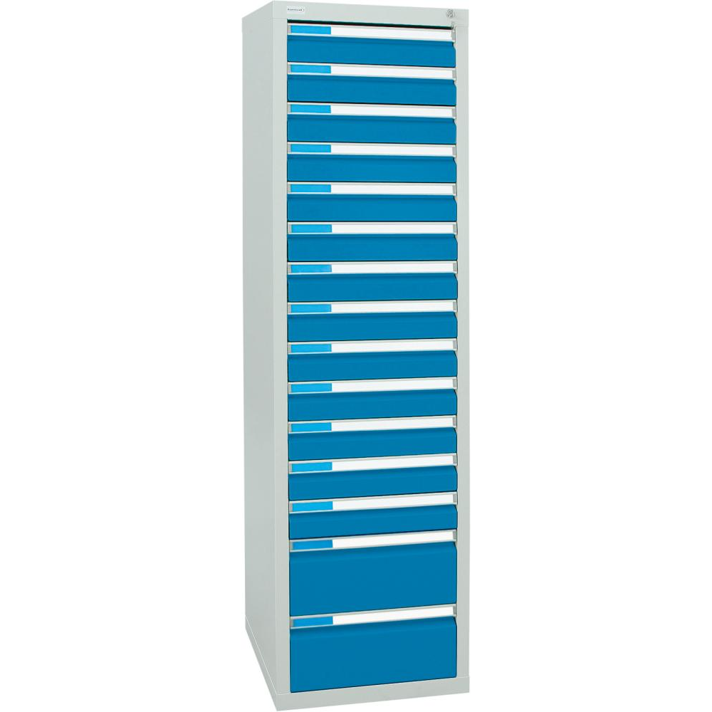Шкаф формата Ш1800хГ500хВ500мм RAL 7035/5012 15 ящиков 75кг 3031 5111 Fplus