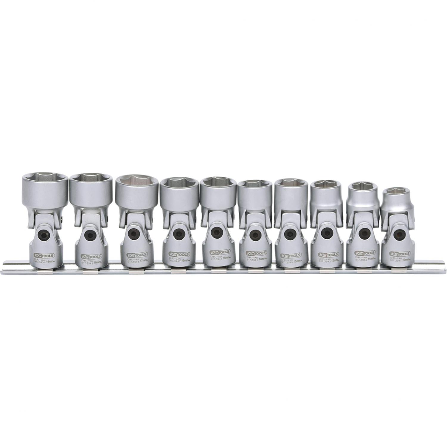 картинка Комплект шестигранных торцовых головок 3/8'' с шарниром, 10 шт, 10-19 мм от магазина "Элит-инструмент"
