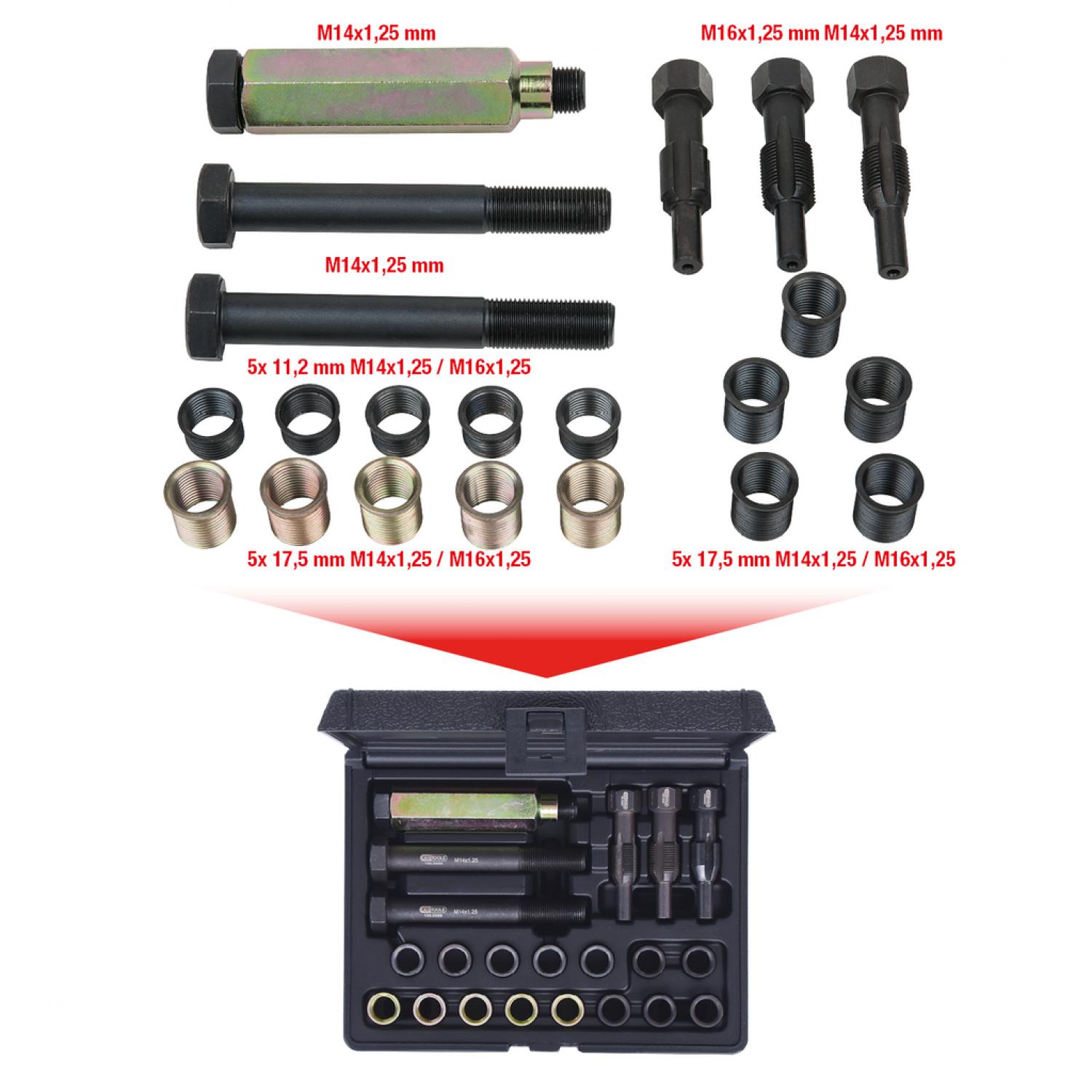 Ремонтный комплект THREADfix для свечей зажигания M14x1,25, 21 шт KSTools-150.5080