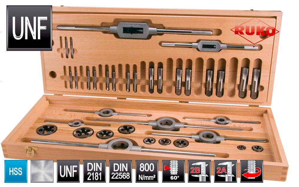 картинка Набор метчиков и плашек дюймовых UNF HSS из 35 шт. Ruko 245073  от магазина "Элит-инструмент"