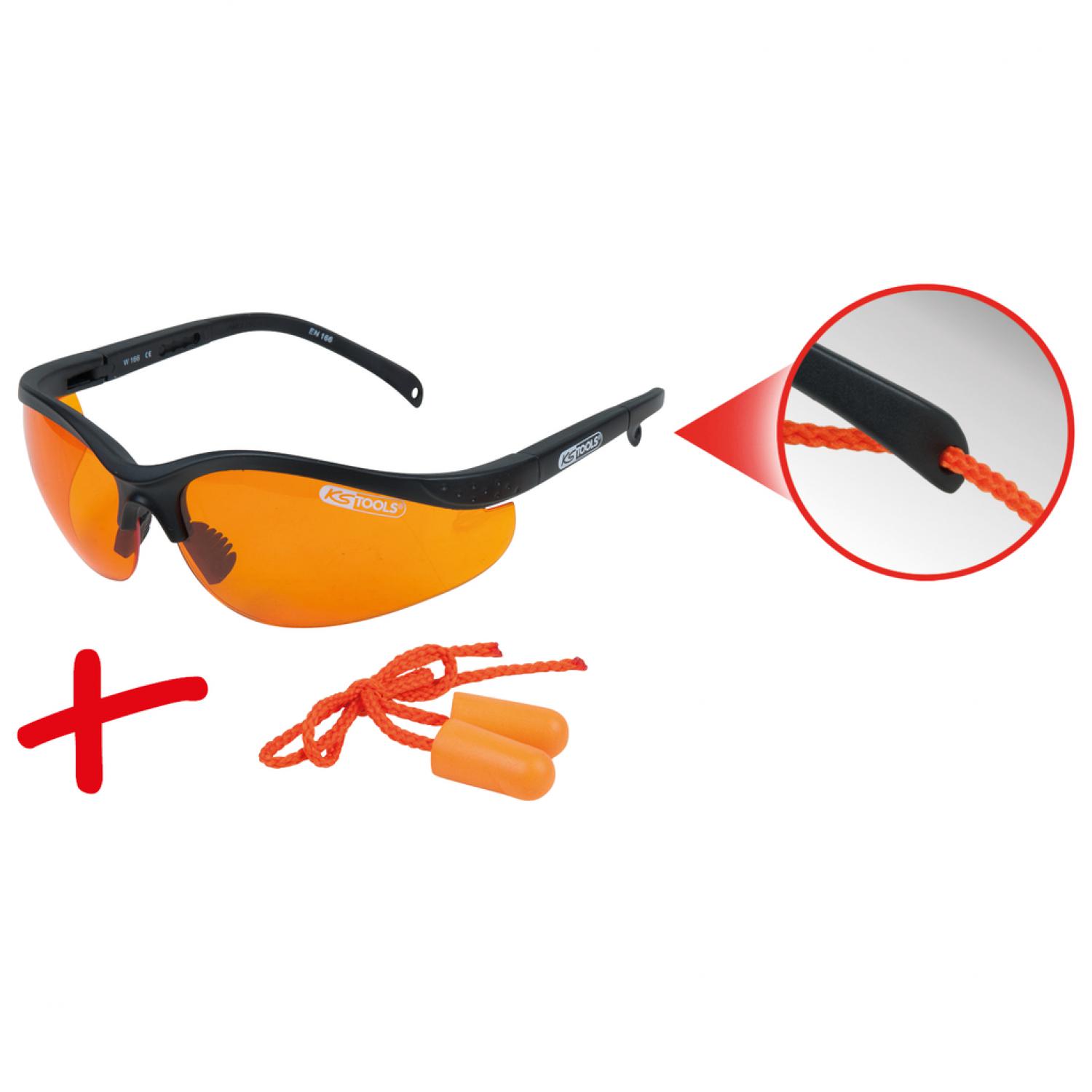 Защитные очки, оранжевое со полиуретановые беруши