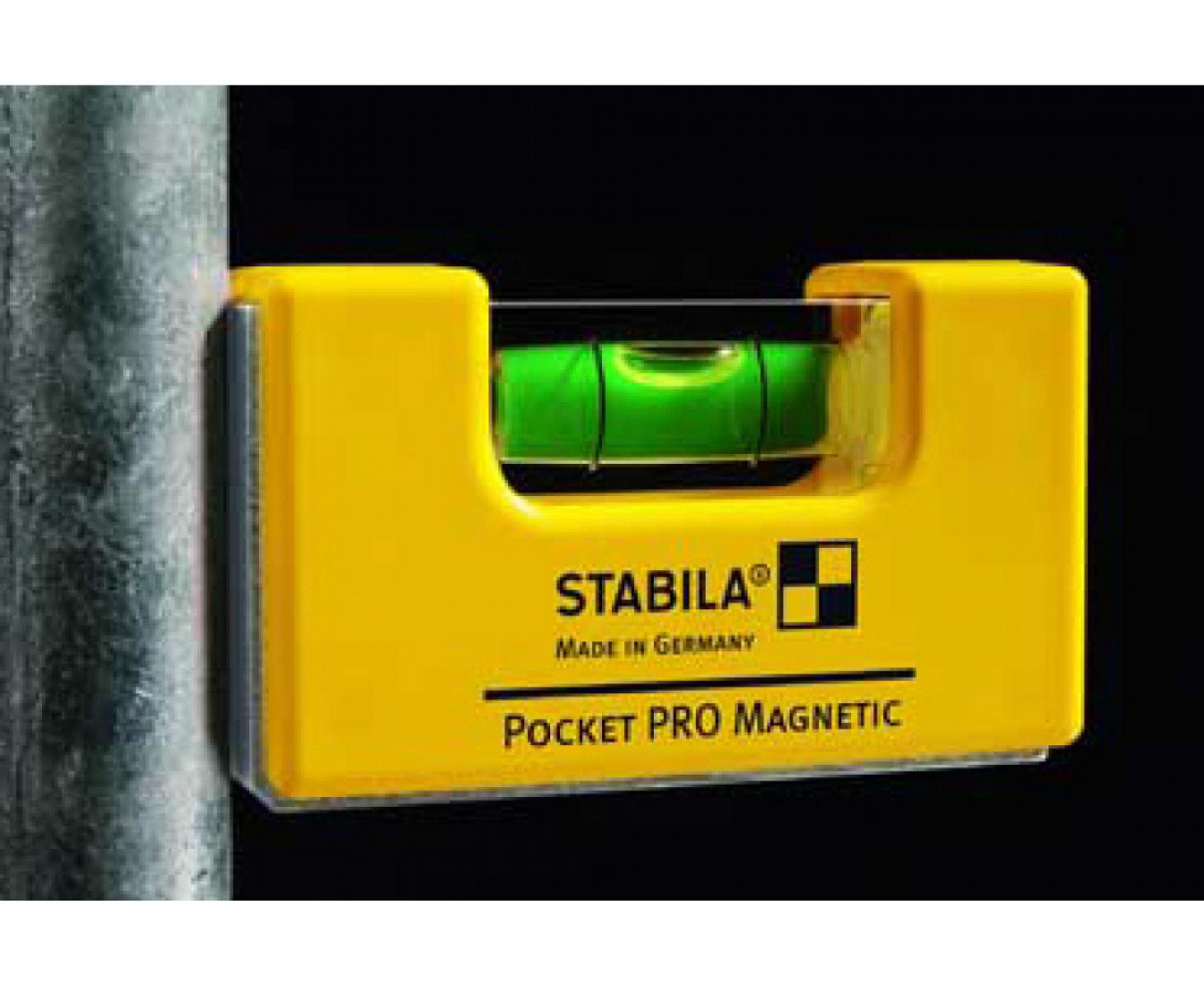 картинка Уровень карманный тип Pocket Pro Magnetic Stabila 17953 7 см с креплением на пояс от магазина "Элит-инструмент"