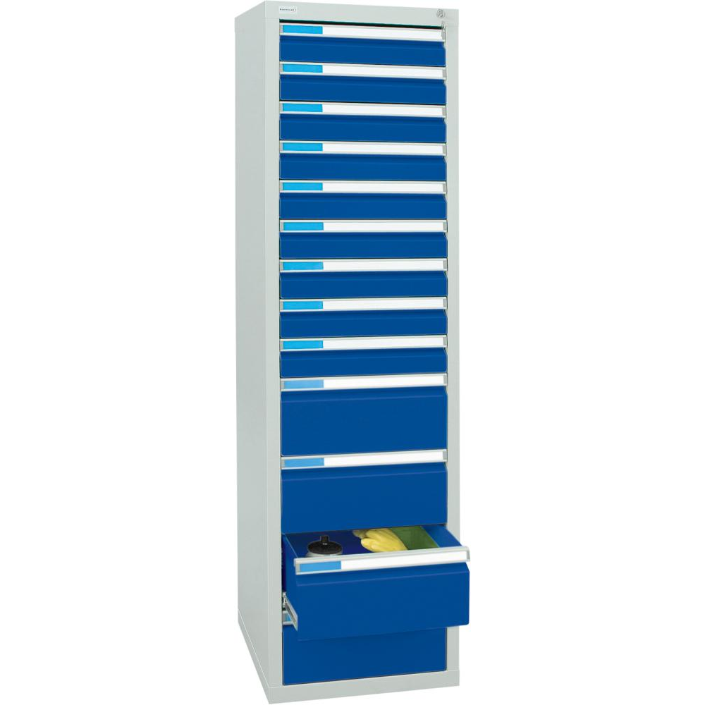 Шкаф формата Ш1800хГ500хВ500мм RAL 7035/5010 13 ящиков 75кг 3031 5113 Fplus