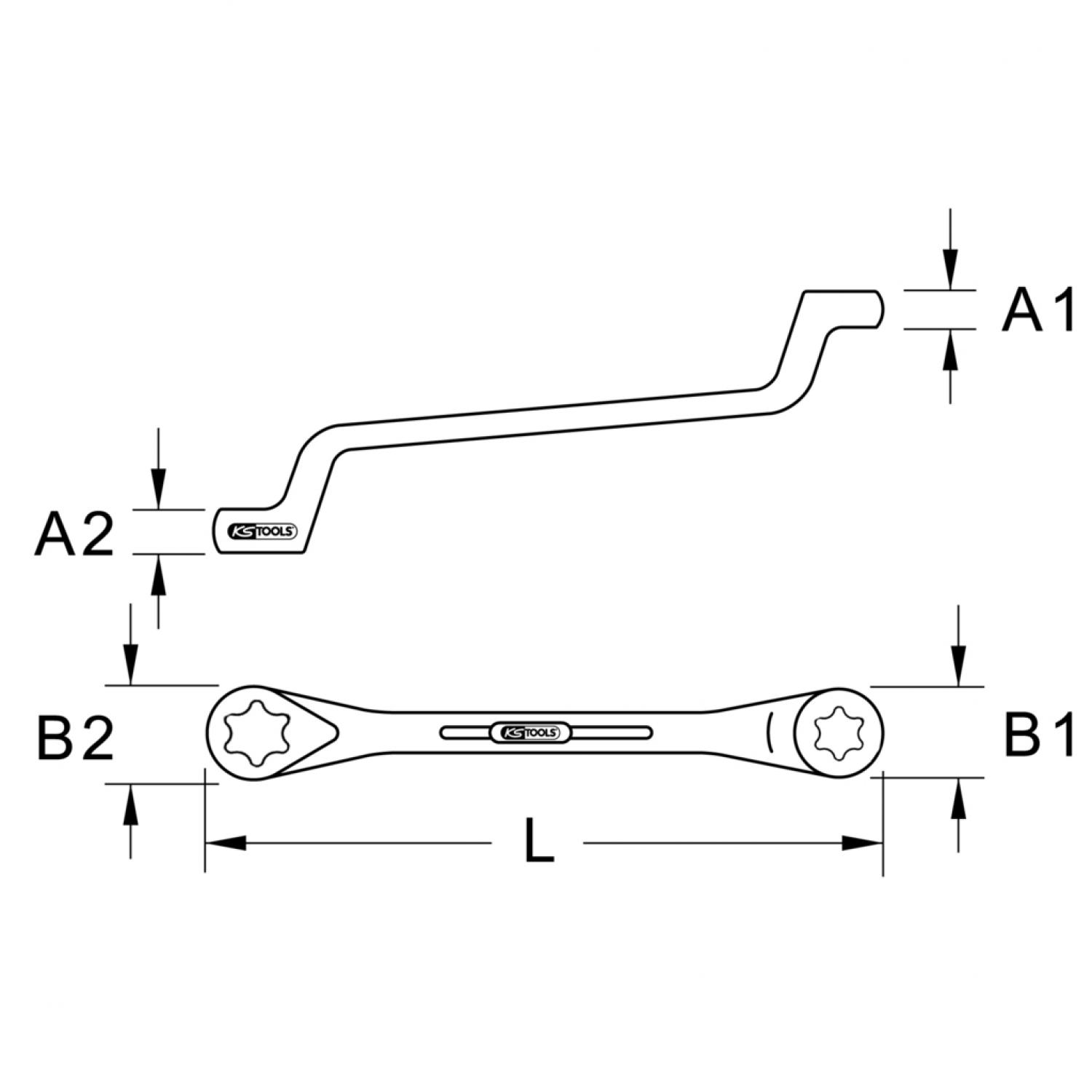 картинка Двусторонний накидной ключ с внешним профилем Torx, изогнутый, E6xE8 от магазина "Элит-инструмент"