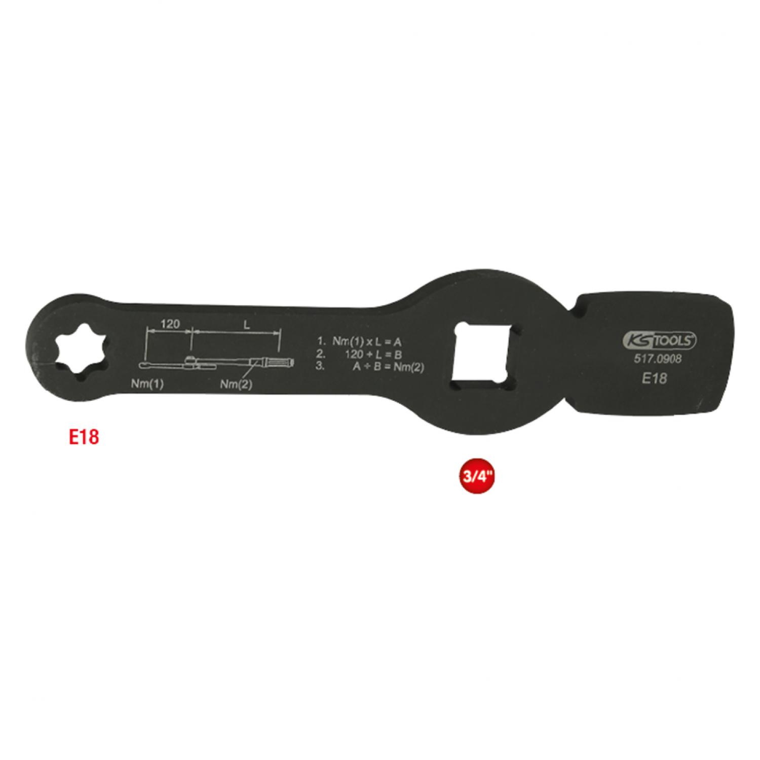Ударный ключ 3/4" для шлицев типа Torx-E с 2 ударными поверхностями, Е18
