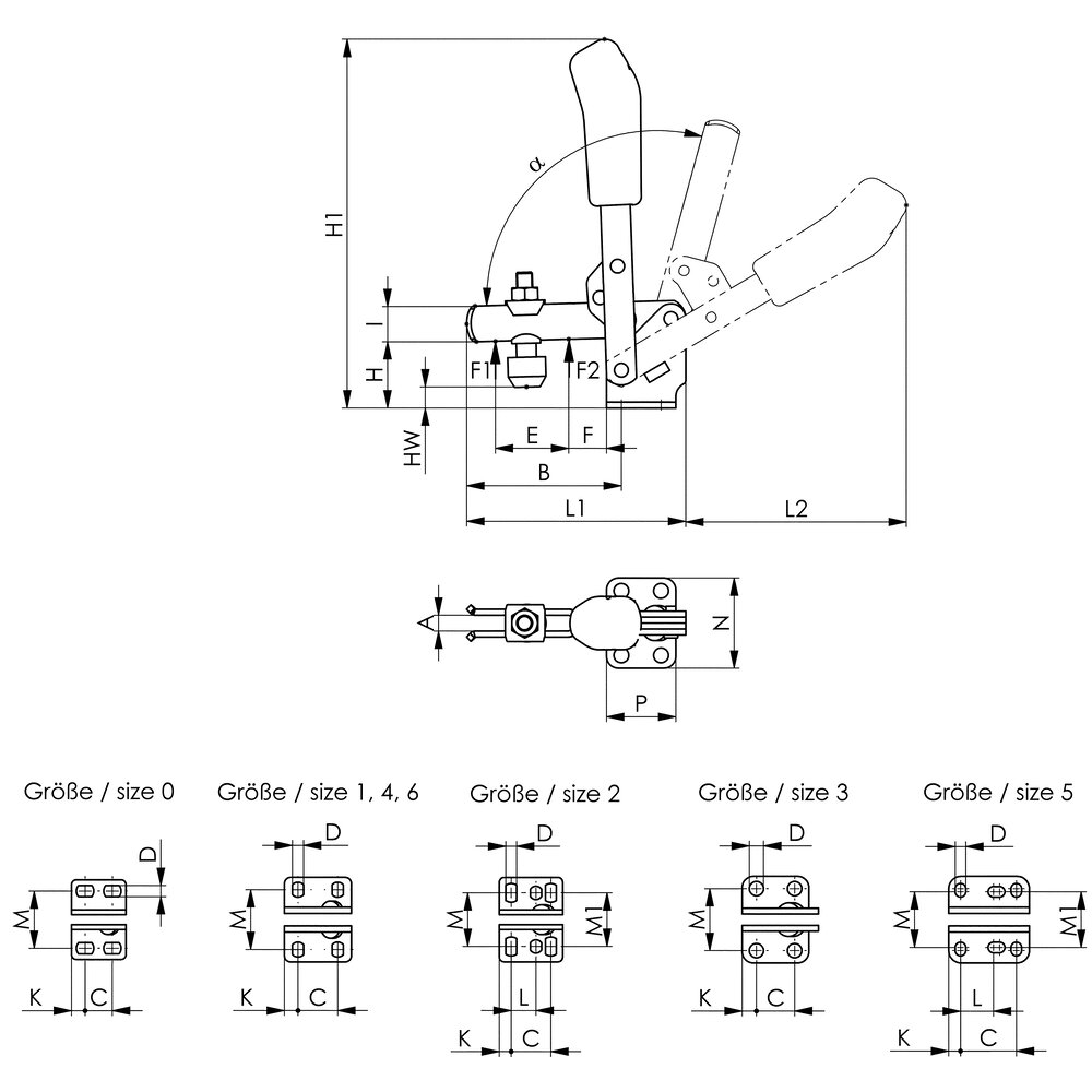 картинка Вертикальный шарнирный зажим с красной ручкой АМF 90035 от магазина "Элит-инструмент"
