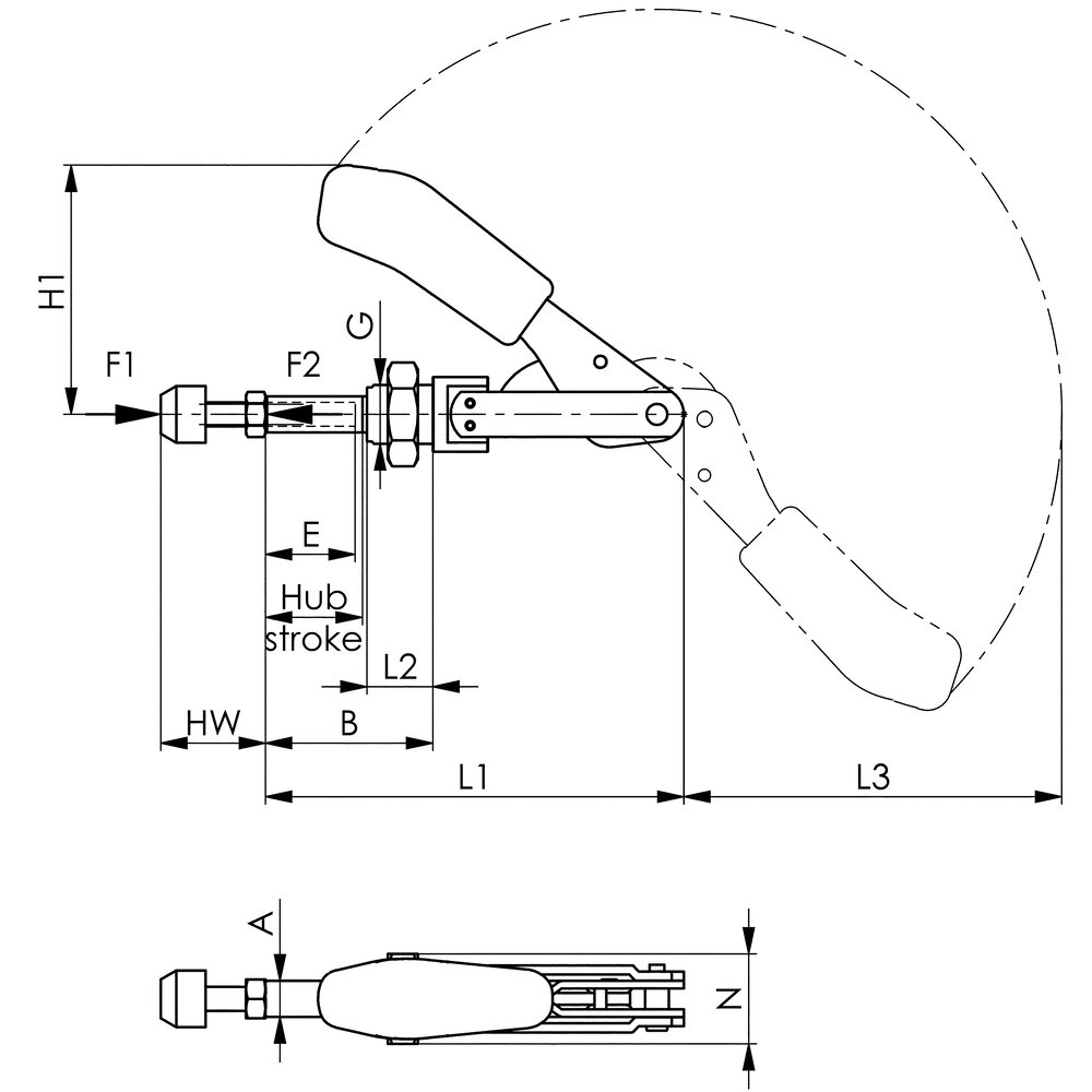 картинка Шарнирный зажим двухтактного типа с красной ручкой АМF 93922 от магазина "Элит-инструмент"