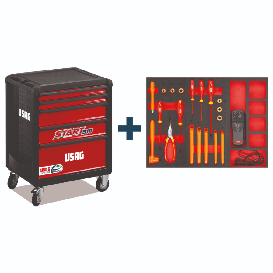 картинка 516 SP5HYA-S ИНСТРУМЕНТАЛЬНАЯ ТЕЛЕЖКА С АССОРТИМЕНТНЫМ ОБСЛУЖИВАНИЕМ ГИБРИДНЫХ И ЭЛЕКТРОМОБИЛЕЙ (20 ШТ.) USAG U05168024 от магазина "Элит-инструмент"