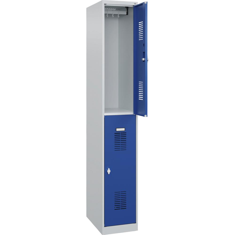 Гардероб BASIC Ш300хГ500хВ1850 мм RAL 7035/5010, 1х2 отделения 3037 2580 Fplus