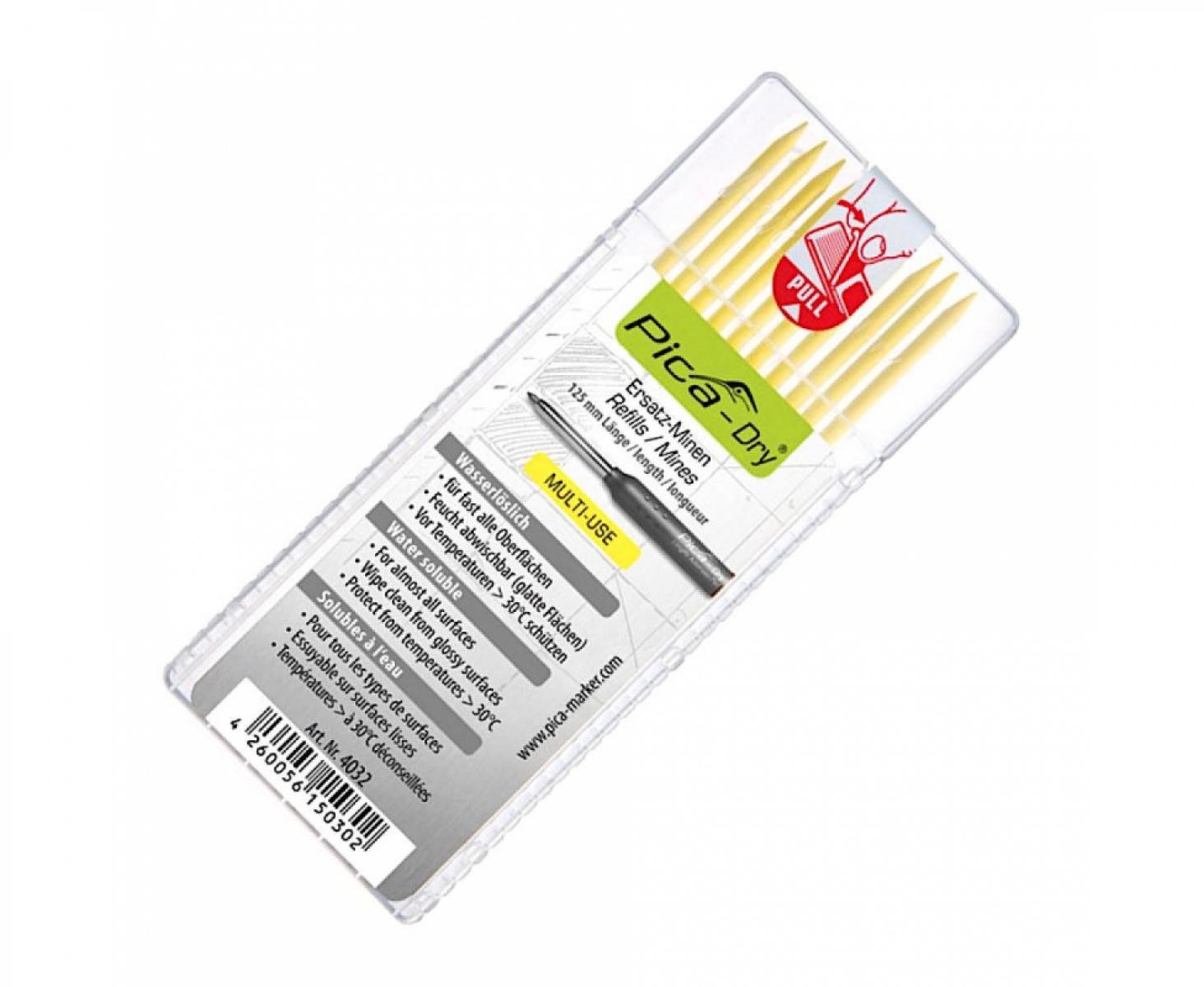 картинка Грифели для карандаша Pica-Dry желтые Pica 4032 10 пр. от магазина "Элит-инструмент"